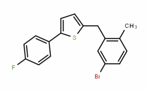 structure of 1030825-20-7 | 2-(4-fluorophenyl)-5-[(5-bromo-2-methylphenyl)methyl]thiophene